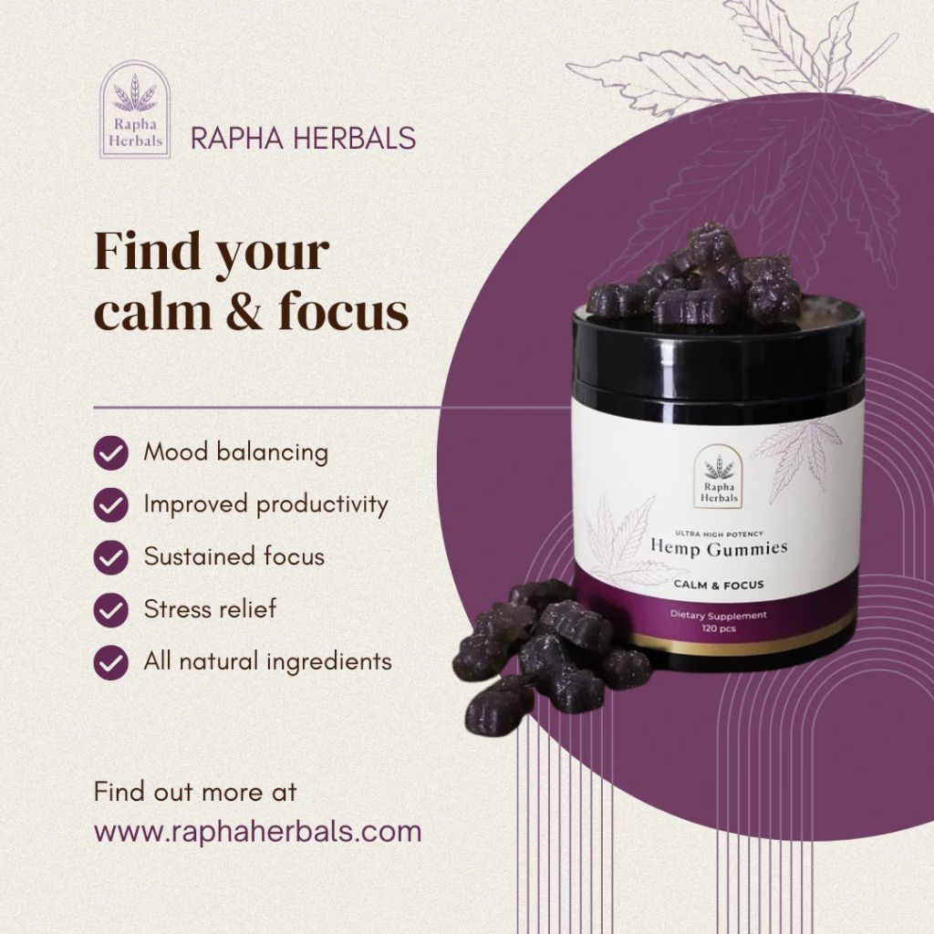 Rapha Herbals Ultra High Potency Hemp Gummies Tin Calm & Focus 20 pcs