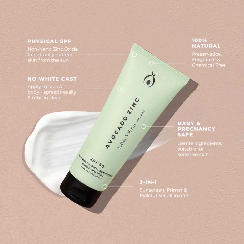 Avocado Zinc SPF 50 Natural Physical Sunscreen 100ml
