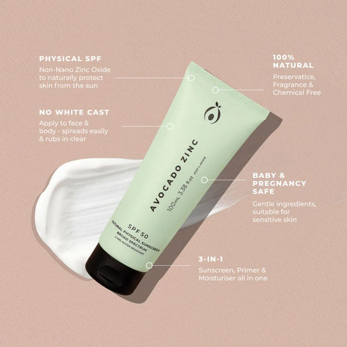 Avocado Zinc SPF 50 Natural Physical Sunscreen 100ml