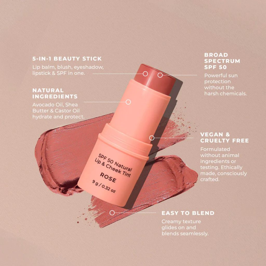 Avocado Zinc SPF 50 Natural Lip & Cheek Tint [CO:Rose]