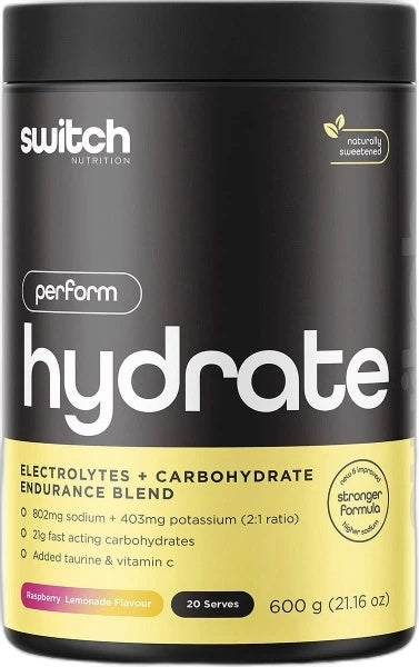 Switch Nutrition Hydrate Perform Electrolytes & Carbs Raspberry Lemonade 600g