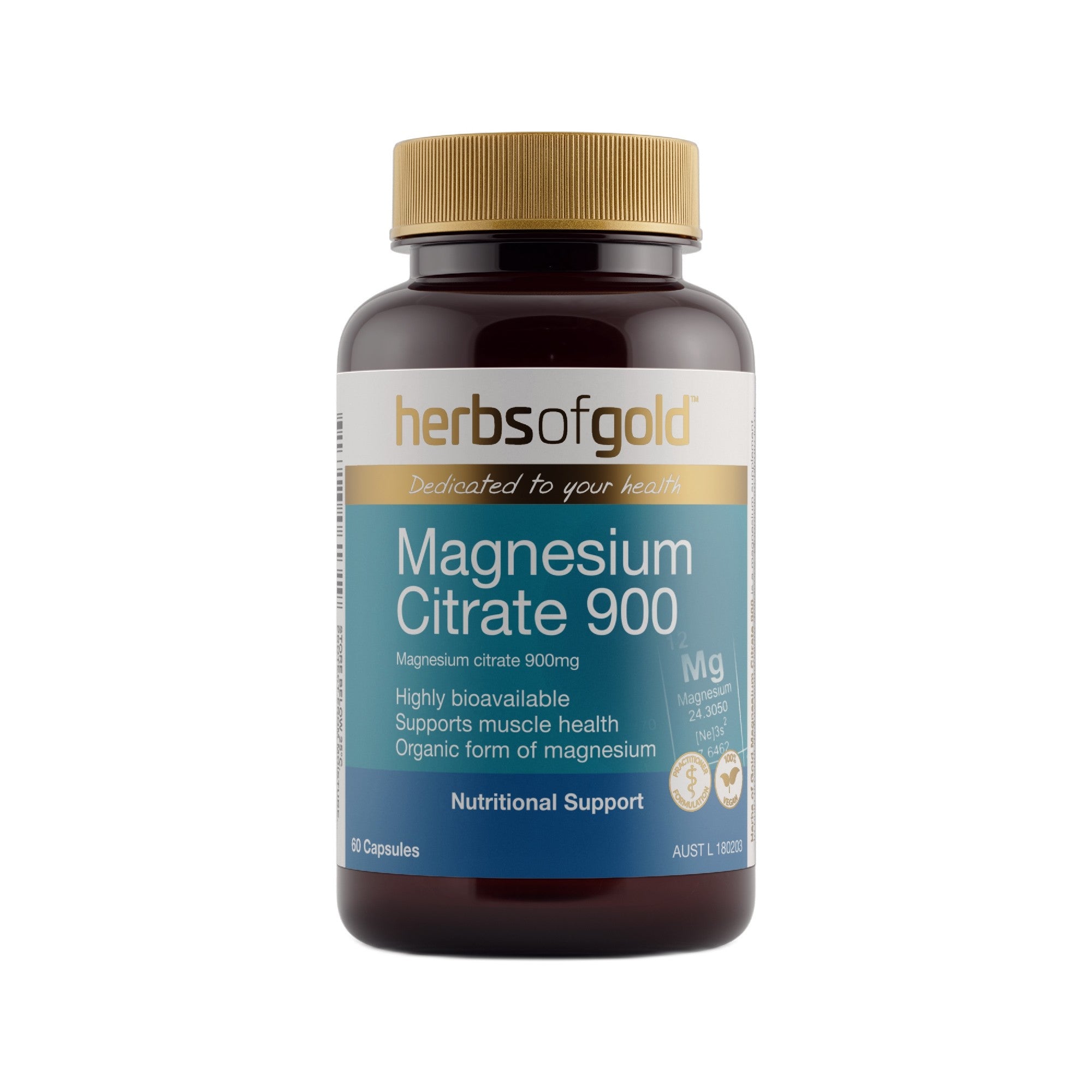 Herbs of Gold Magnesium Citrate 900 60VC