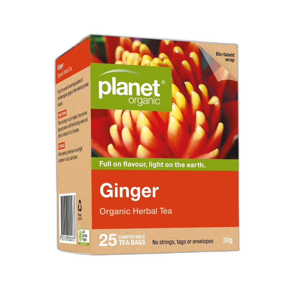 Planet Organic Ginger Herbal Tea Bags 25pk