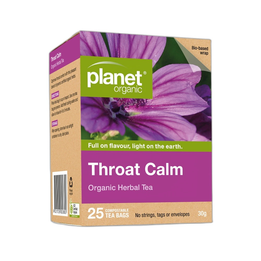Planet Organic Throat Calm Herbal Tea Bags 25pk